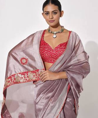 Lavender georgette printed saree 3