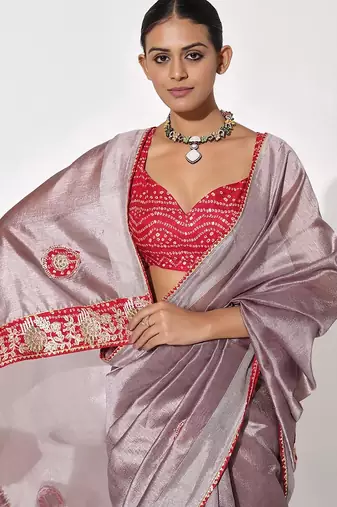 Lavender georgette printed saree