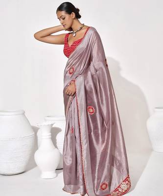 Lavender georgette printed saree 4