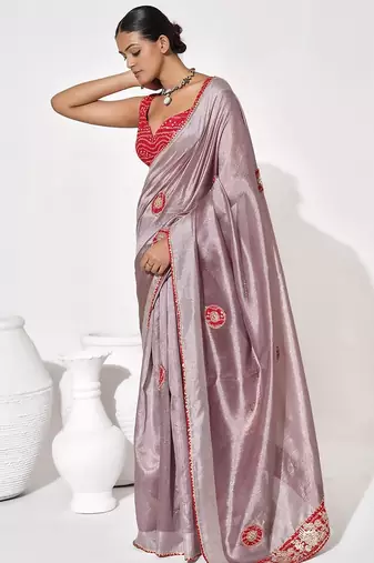 Lavender georgette printed saree
