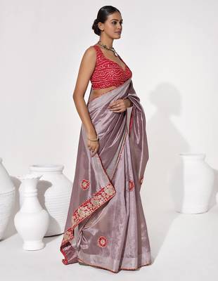 Lavender georgette printed saree 5