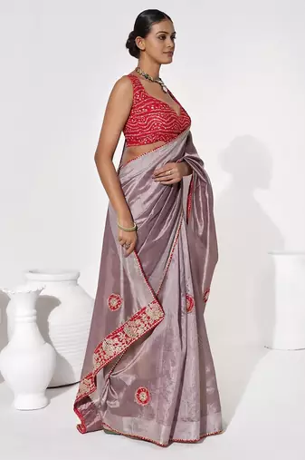 Lavender georgette printed saree