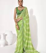 Green georgette printed saree