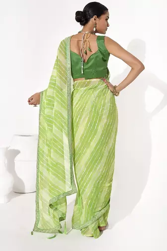 Green georgette printed saree