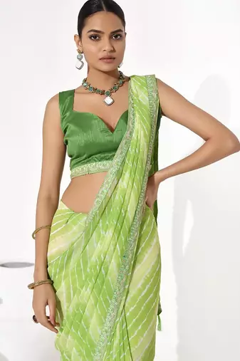 Green georgette printed saree