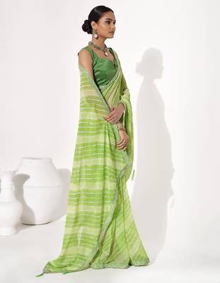 Green georgette printed saree 5