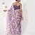 Purple cotton blend printed saree