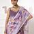 Purple cotton blend printed saree