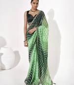 Green georgette printed saree