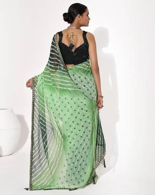 Green georgette printed saree 2