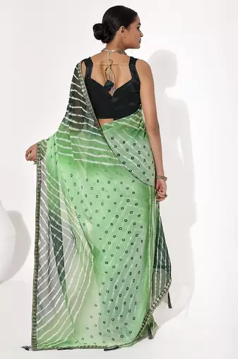 Green georgette printed saree