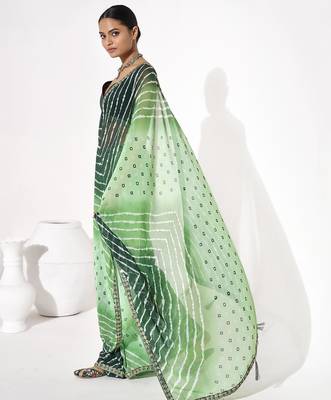 Green georgette printed saree 4