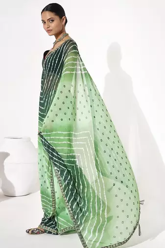 Green georgette printed saree