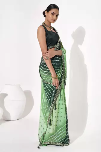 Green georgette printed saree