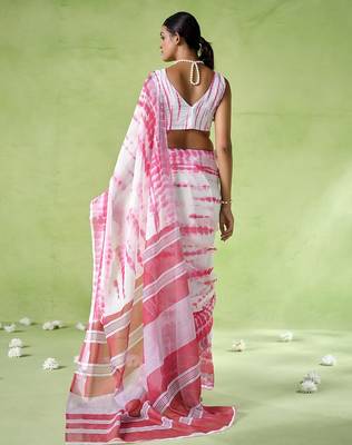 Off white cotton blend printed saree 2