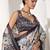 Grey silk blend printed saree