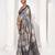 Grey silk blend printed saree