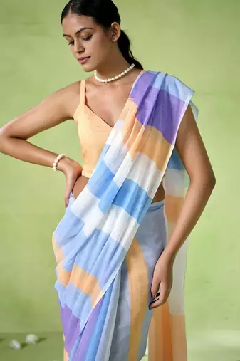 Multy cotton blend printed saree