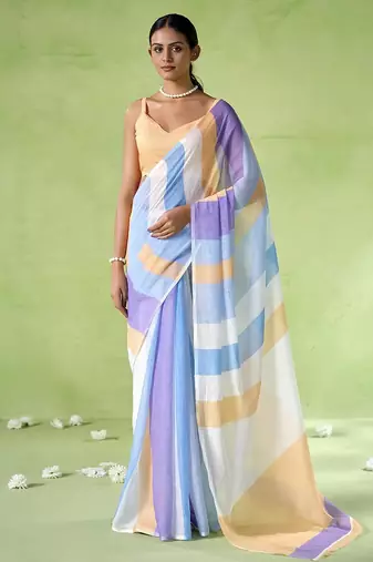 Multy cotton blend printed saree