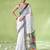 Off white cotton blend printed saree