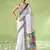Off white cotton blend printed saree