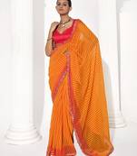 Orange georgette printed saree