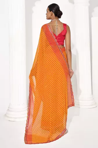 Orange georgette printed saree