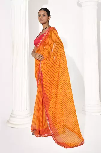 Orange georgette printed saree