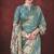 Sky blue silk blend jacquard printed saree