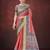 Red silk blend jacquard printed saree
