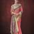 Red silk blend jacquard printed saree