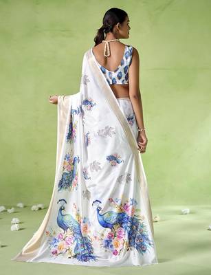 Off white silk blend printed saree 2