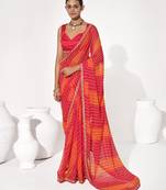 Red georgette printed saree