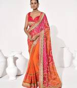 Orange georgette printed saree