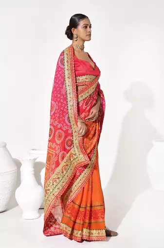 Orange georgette printed saree
