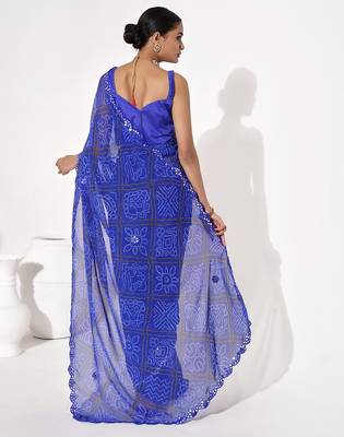 Blue georgette printed saree 2