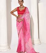 Pink georgette printed saree
