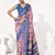 Blue cotton blend printed saree