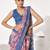 Blue cotton blend printed saree