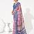 Blue cotton blend printed saree