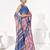 Blue cotton blend printed saree