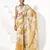 Yellow cotton blend printed saree