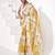 Yellow cotton blend printed saree