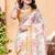 Off white linen cotton printed saree