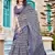 Purple linen cotton printed saree
