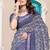 Purple linen cotton printed saree