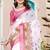 Off white linen cotton printed saree