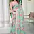 Sea green linen cotton printed saree