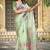 Pista linen cotton printed saree