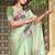 Pista linen cotton printed saree